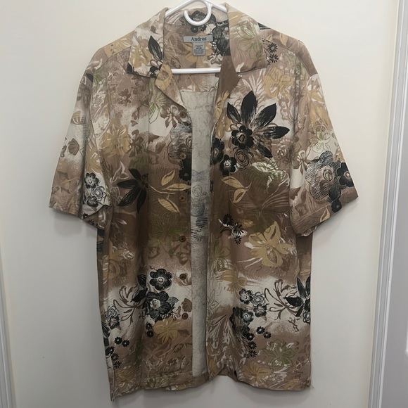 Andros Men Vintage Hawaiian 100% Silk Button Down Shirt Size Medium - Picture 4 of 11